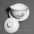 Heat Resistant White Porcelain and Painted Chinese Teaware